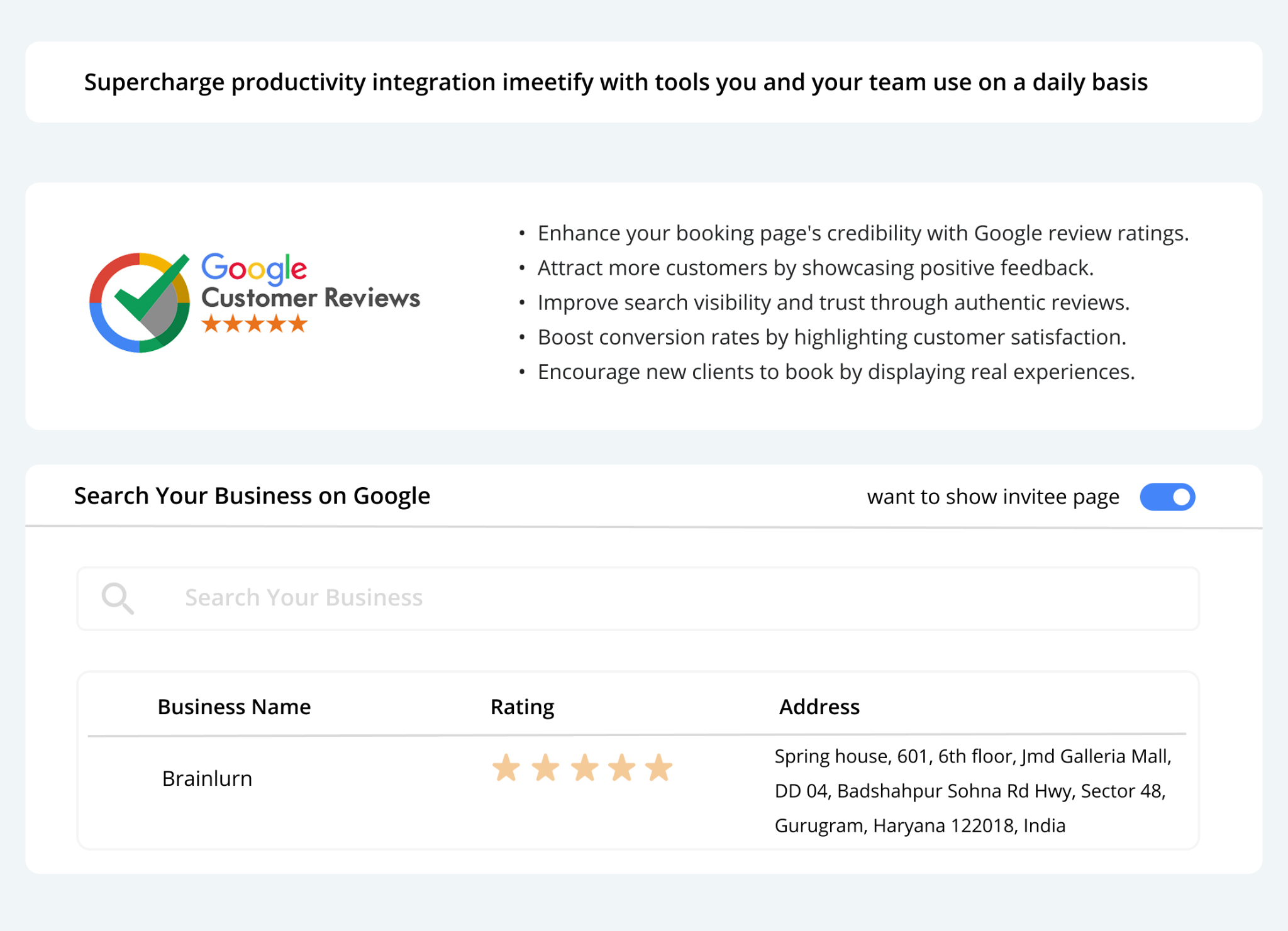 Google Reviews Integration Screenshot